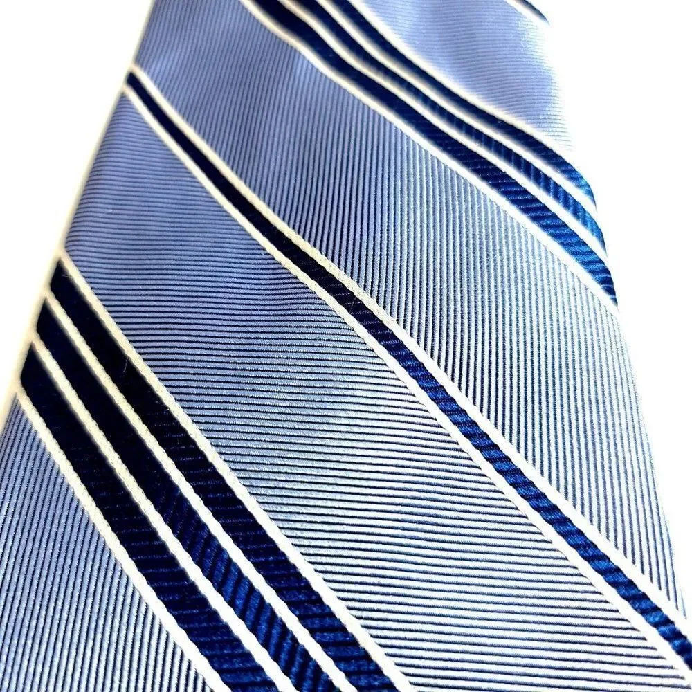 Paul Fredrick Blue Striped‎ Woven Silk Tie